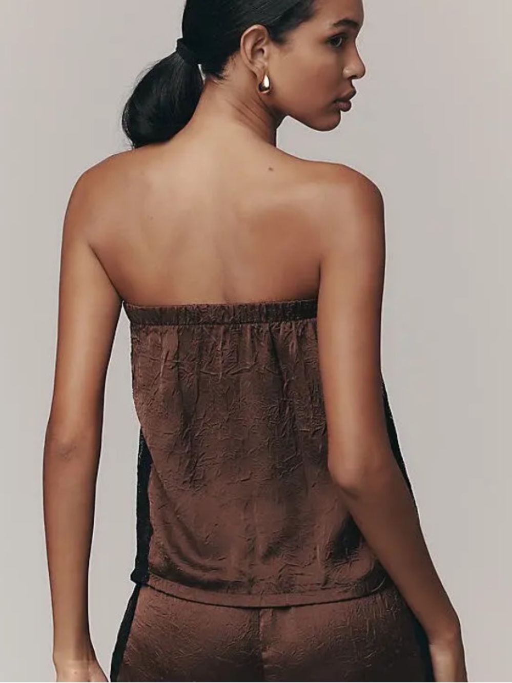 Anthropologie Brown Lace Strapless Textured Tube Top - Picture 6 of 6
